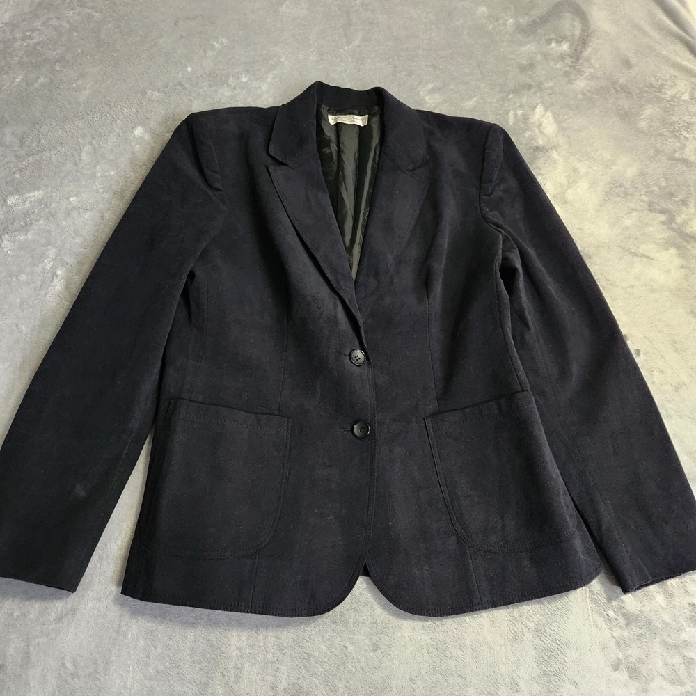 Vintage Lilli Ann Adolph Schuman Ultrasuede Blazer Jacket Black Women Pocket M